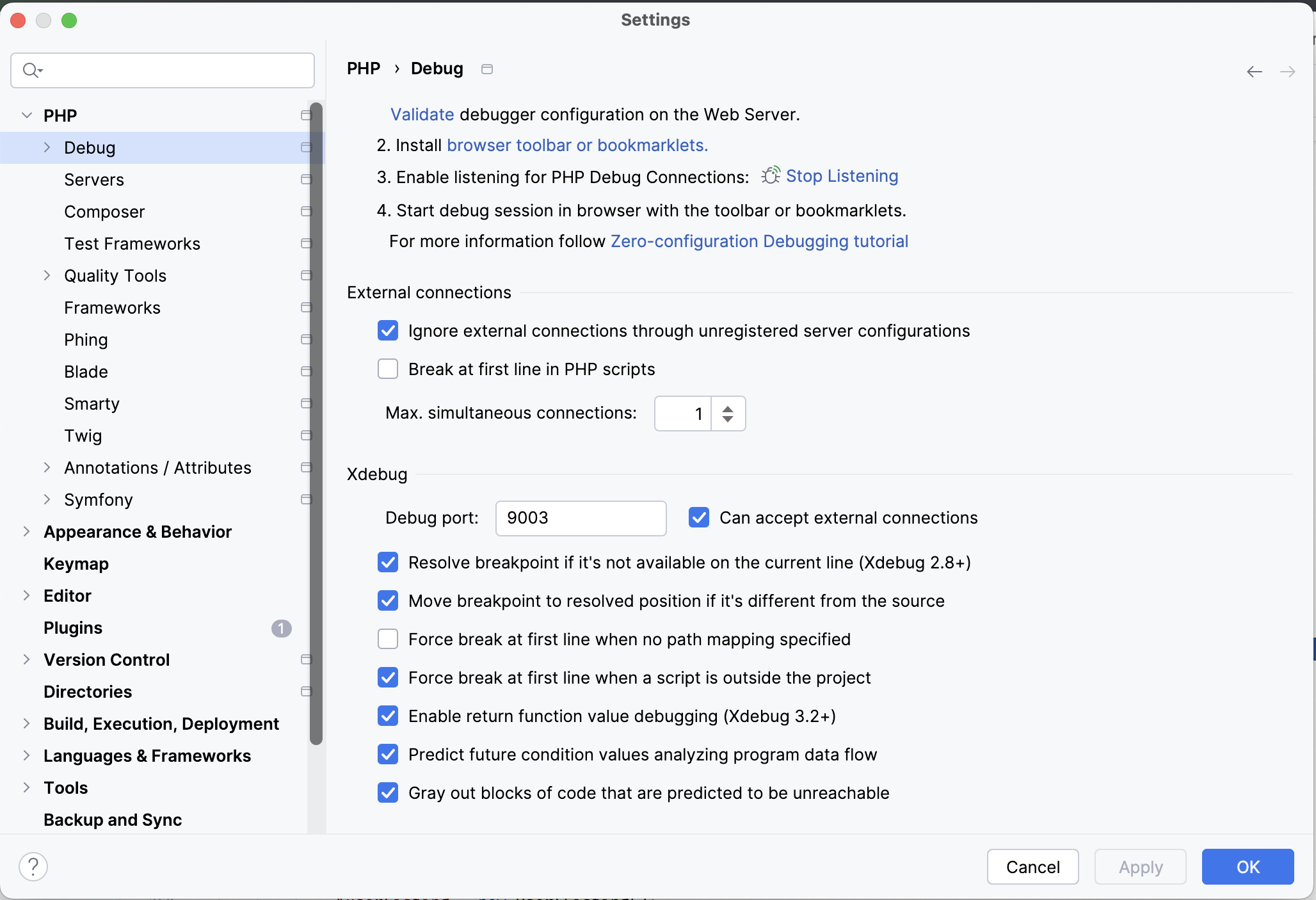 xDebug config