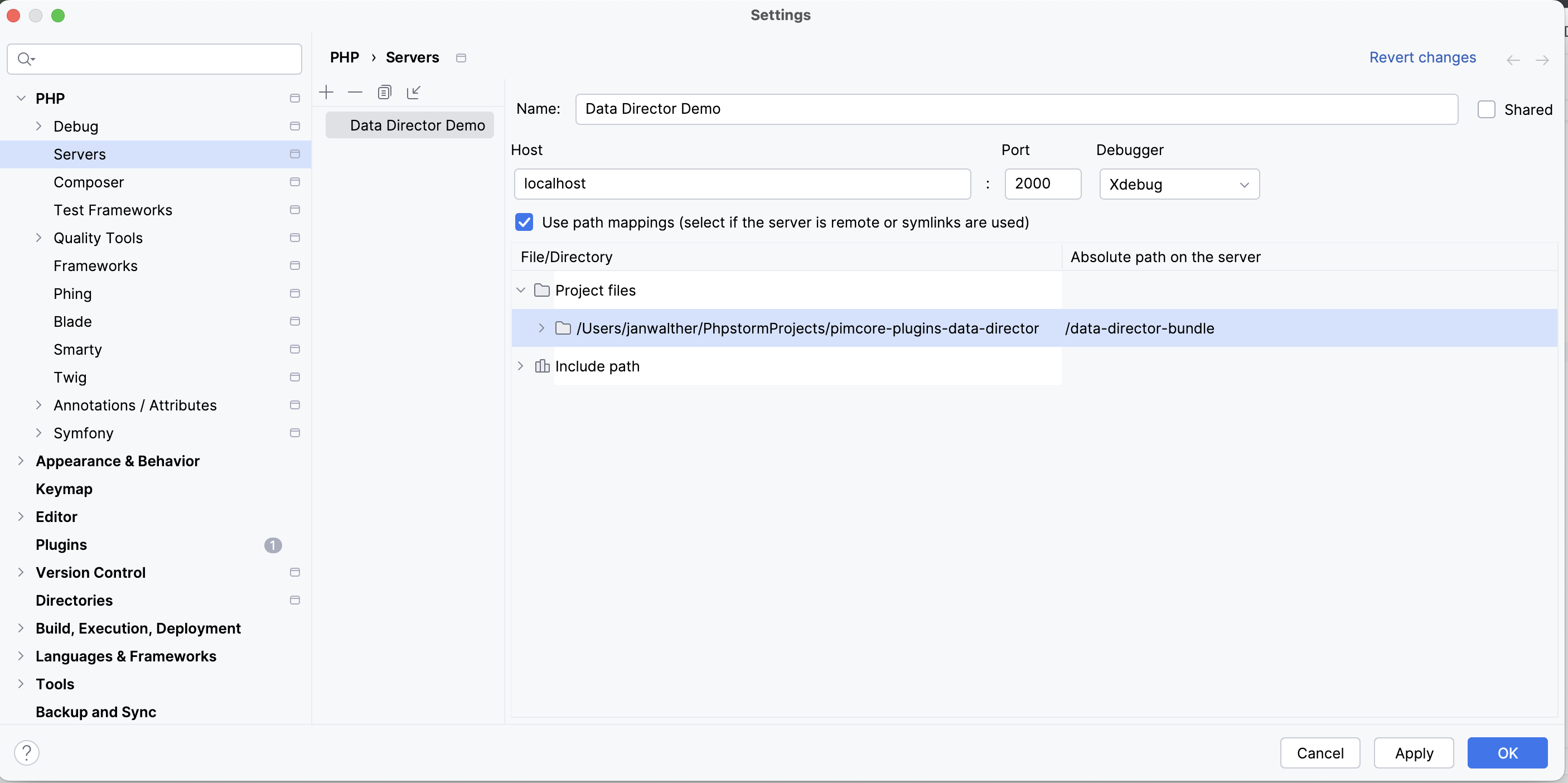 xdebug server config